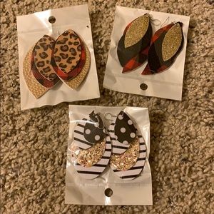 3 pc leather earrings